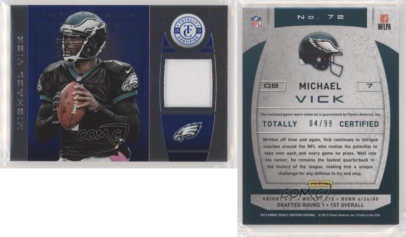 Michael Vick 2013 Panini Totally Certified Football TOTALLY BLUE JERSEY  RELIC Card – Trackside