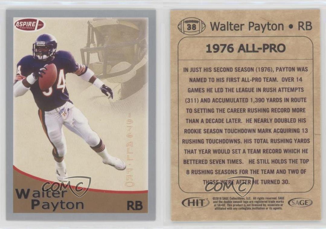 Walter Payton 2018 Sage Hit Aspire Silver Football Card #38