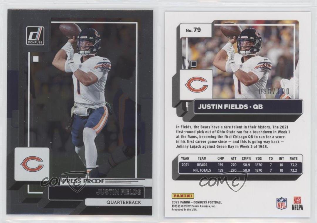 2022 JUSTIN FIELDS PRESS PROOF SILVER /100 SP PSA 10 DONRUSS 