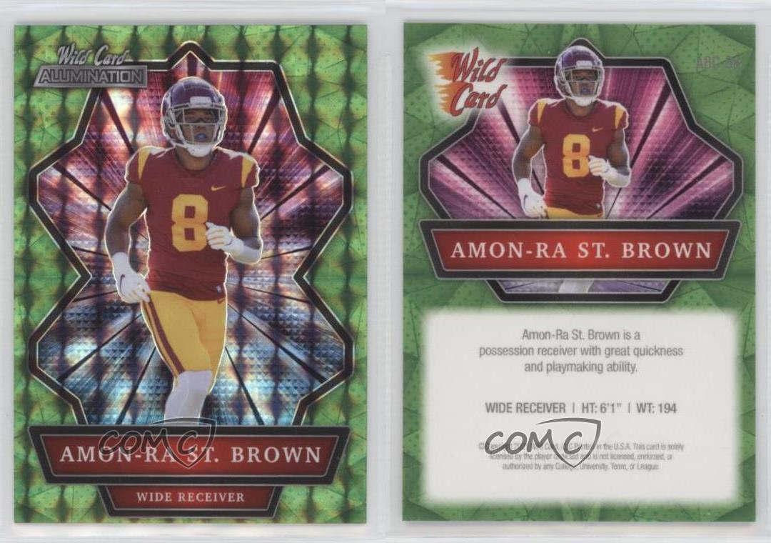 Wild Card Alumination Holo-Lux 2021 verde Amon-Ra St Brown #ABC-68 novato radiocontrol - Imagen 3 de 3