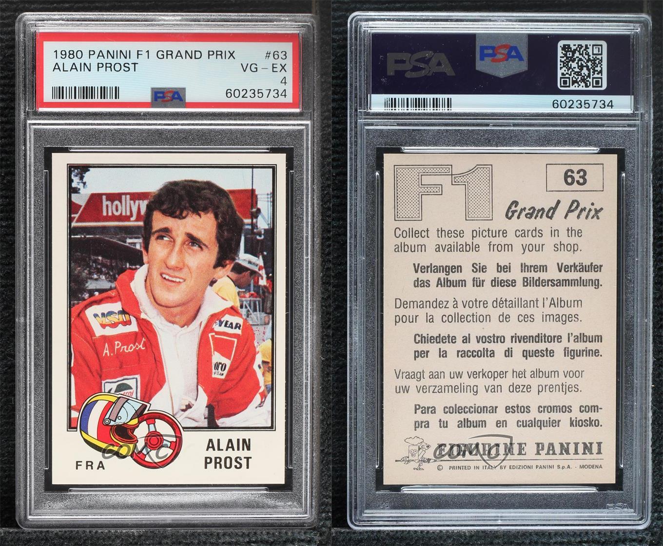 1980 Panini F1 Grand Prix Album Stickers Alain Prost #63 PSA 4 Rookie RC |  eBay