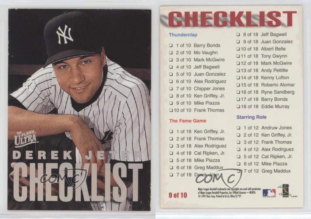 1997 Fleer Ultra Checklist Derek Jeter #9.2 HOF