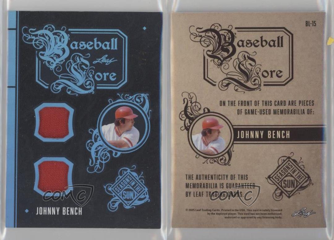 Leaf Seasons in the Sun Baseball Lore Holo Platinum 2025/4 Johnny Bench Salón de la fama - Imagen 3 de 3