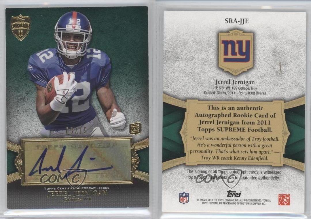 2011 Topps Supreme Rookie Auto Green /15 Jerrel Jernigan #SRA-JJE Auto RC - Picture 4 of 4