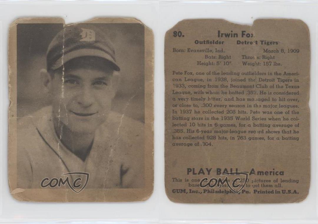 1939 Play Ball Pete Fox #80 Rookie RC