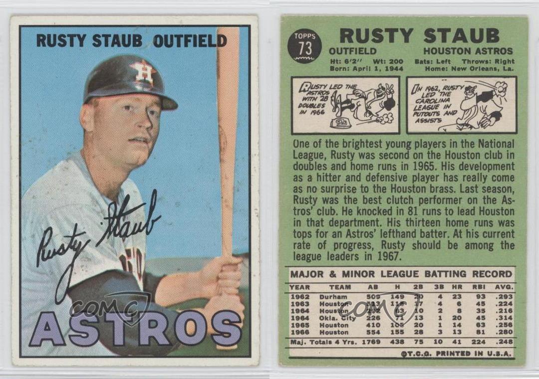1967 Topps 73 Rusty Staub Houston Astros Baseball Card eBay