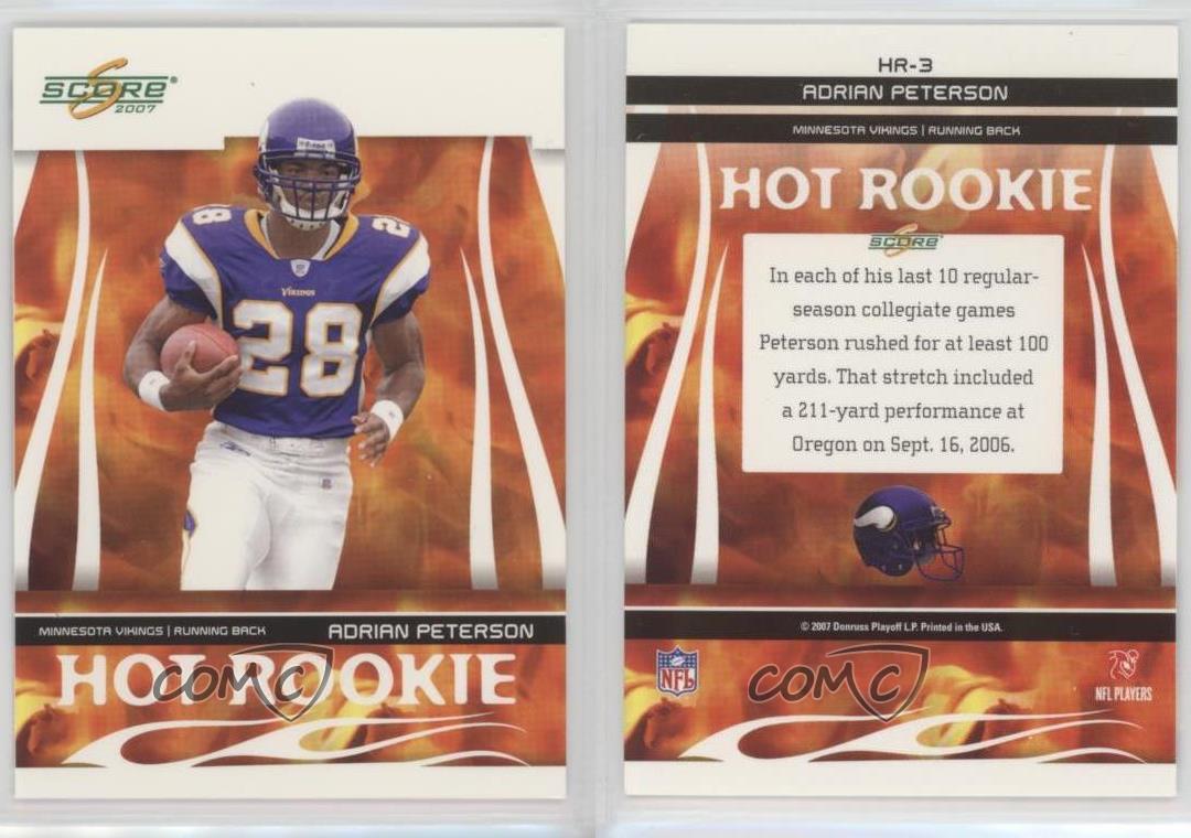 2007 Score Hot Rookie Gold Zone #HR-3 Adrian Peterson Rookie Card  (#213/600) - PSA MINT 9 on Goldin Auctions