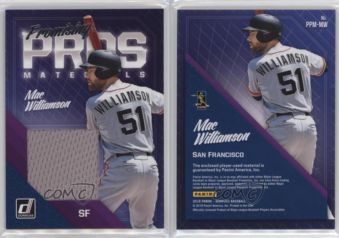 Panini Donruss Promising Pros Materials Mac Williamson 2018 #PPM-MW - Imagen 3 de 4