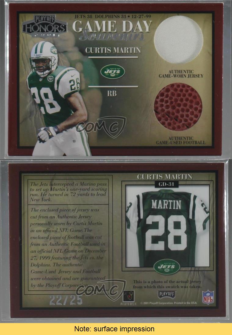 2001 Honors Game Day Souvenirs Dual Football Prime Jersey 25 Curtis Martin HOF-image