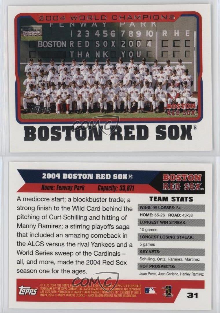 2004 Topps World Champions Boston Red Sox #31 Boston Red Sox Value
