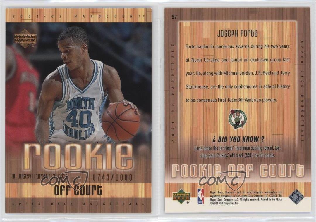 2001-02 Upper Deck Hardcourt Off Court /1000 Joseph Forte #97 Rookie RC - Picture 3 of 4