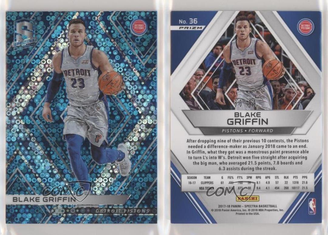 2016-17 Panini Spectra Spectacular Swatches Neon Blue /99 Blake Griffin #25 