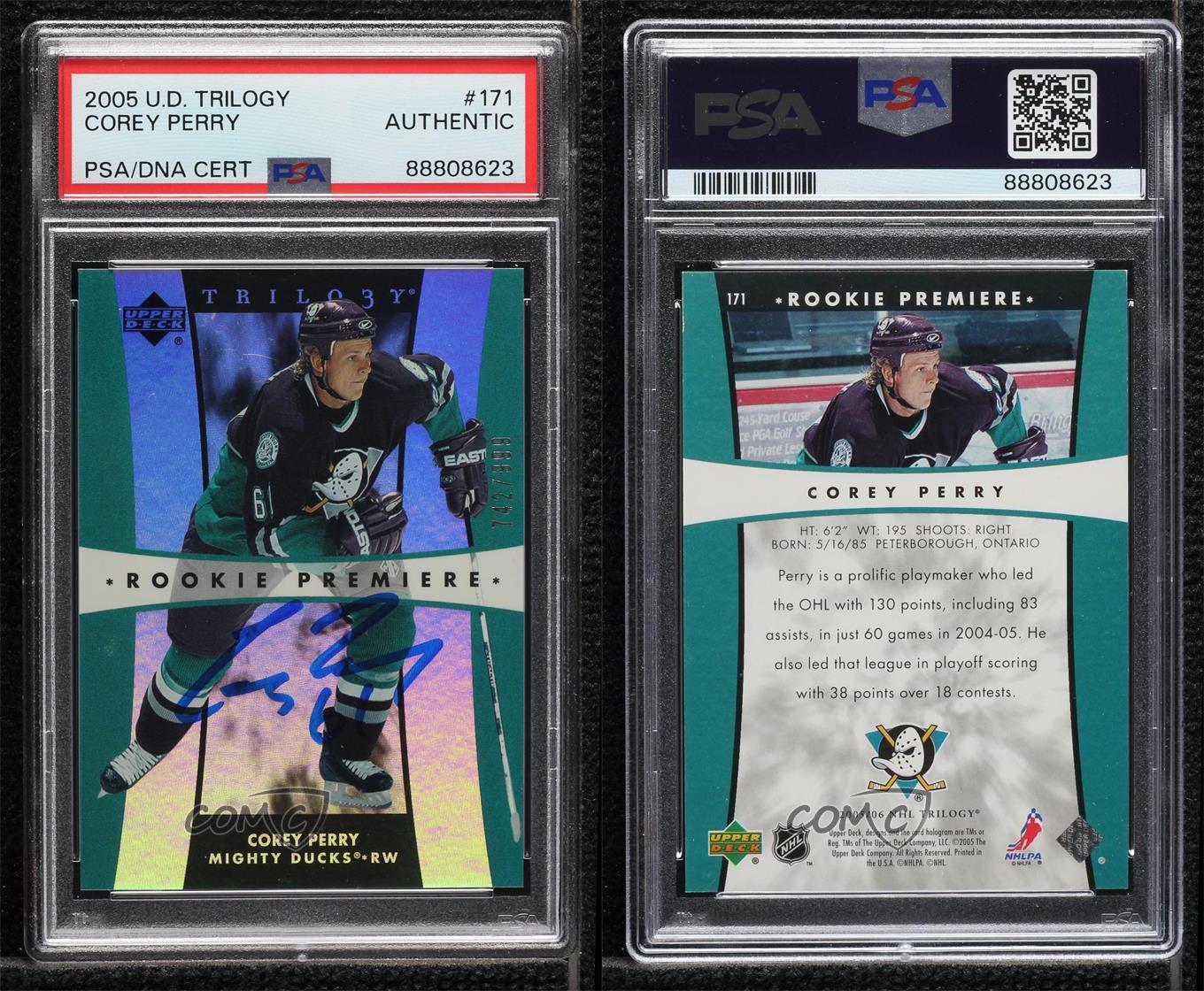 PSA/DNA 2005-06 Trilogy /999 Corey Perry PSA/DNA Authentic Card & Auto Rookie RC - Picture 4 of 4