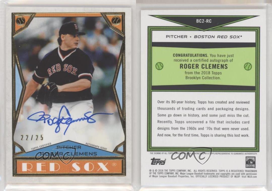 2018 Topps Brooklyn Collection Design 2/25 Roger Clemens #BC2-RC Auto - Foto 3 di 3