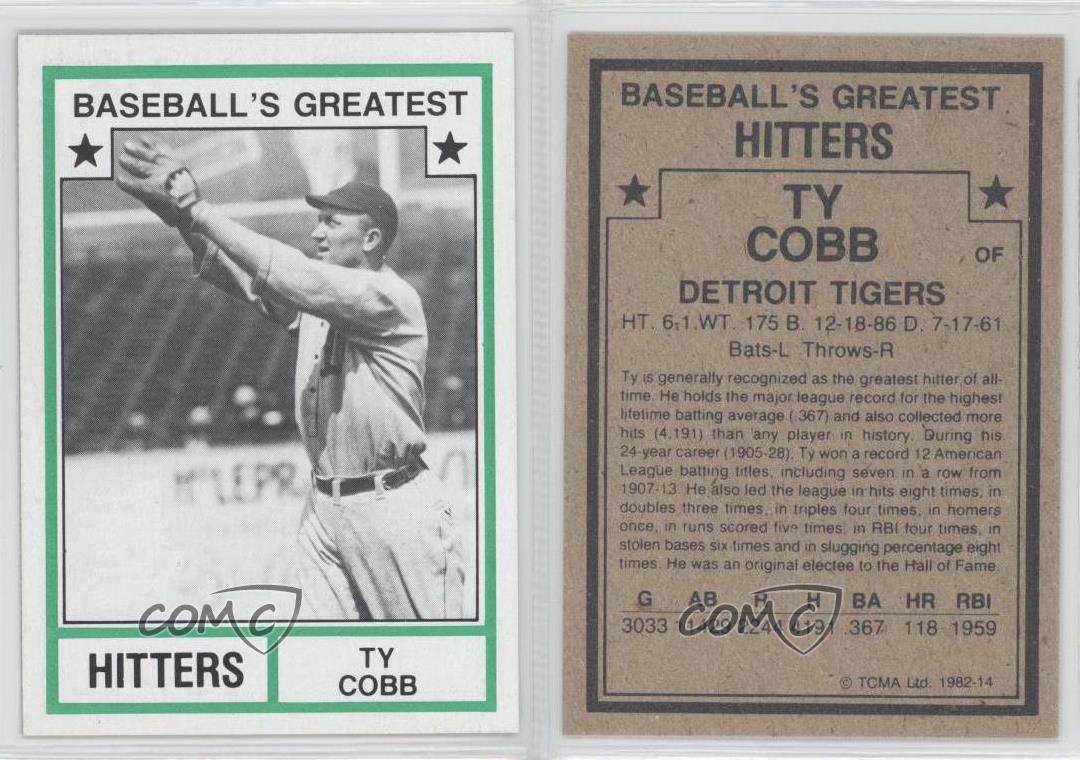 TY COBB 1982 TCMA Baseball's Greatest Hitters #14 Baseball Card Detroit Tigers