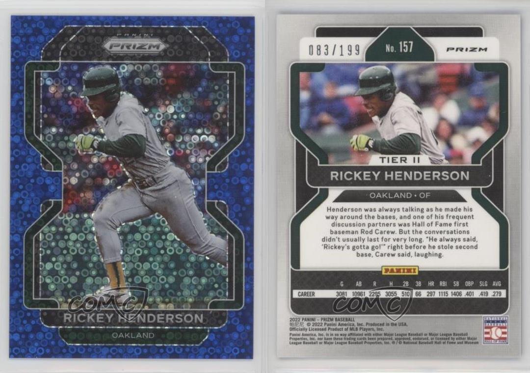 Panini Prizm Tier II 2022 Blue Donut Circle/199 Rickey Henderson #157 Salón de la fama - Imagen 4 de 4