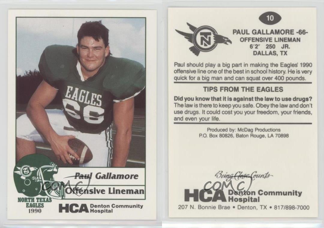 1990 McDag North Texas Eagles Paul Gallamore #10 | eBay