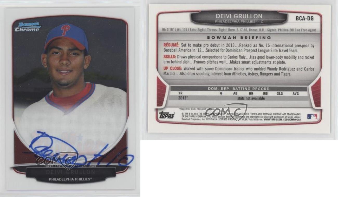 2013 Bowman Chrome Prospects Auto Deivi Grullon #BCA-DG Auto