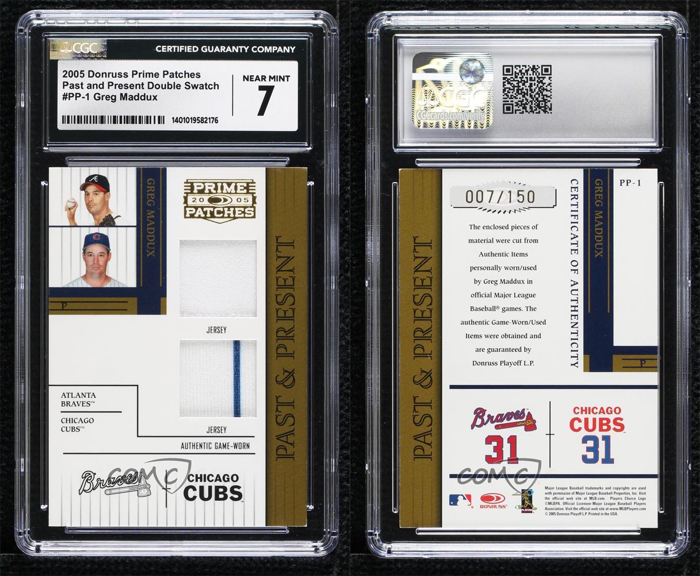 2005 Donruss Prime Patches Past & Present Double Swatch Greg Maddux CGC 7 HOF - Picture 3 of 3