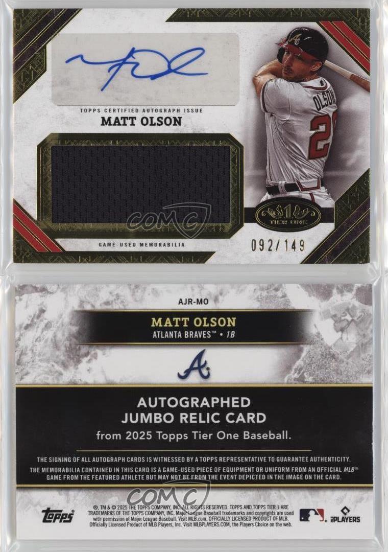 2025 Topps Tier One Auto Jumbo Relic /149 Matt Olson #AJR-MO Auto