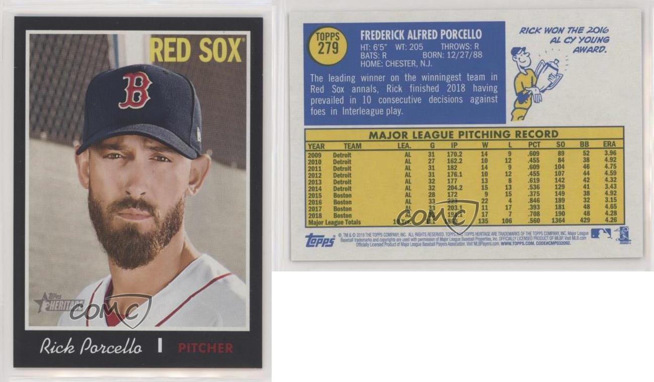 2019 Topps Heritage #279 Rick Porcello Boston Red Sox Baseball Card 