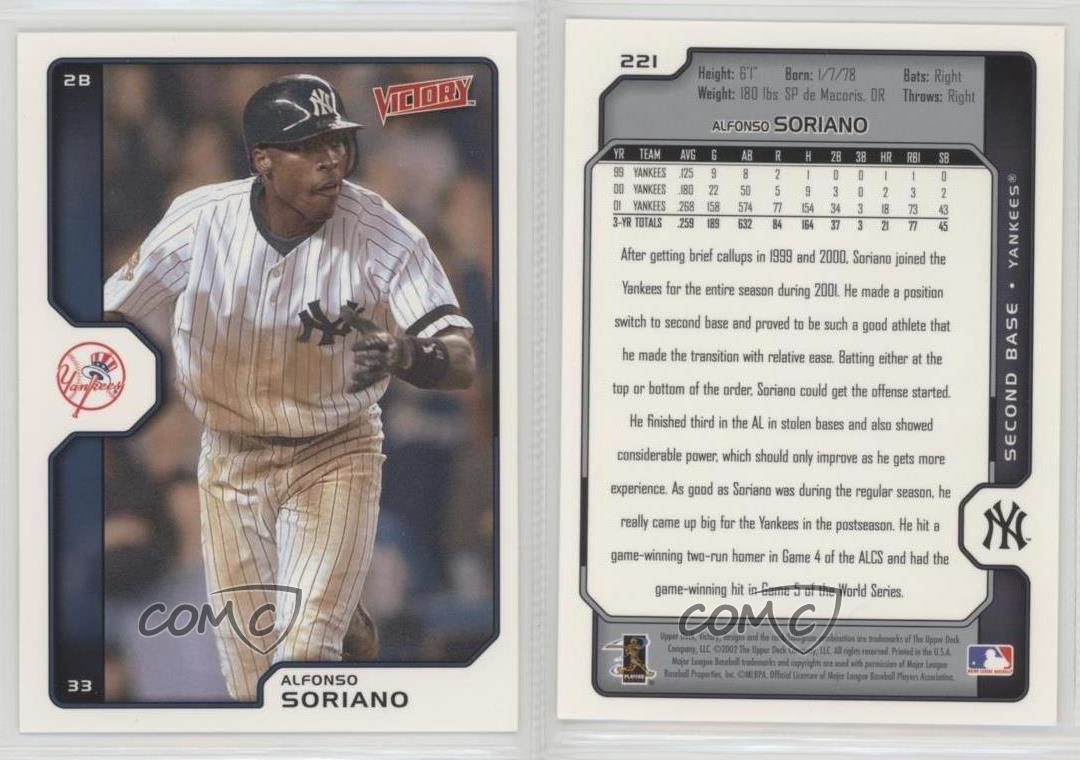 Alfonso Soriano Autographed 2002 Victory Card