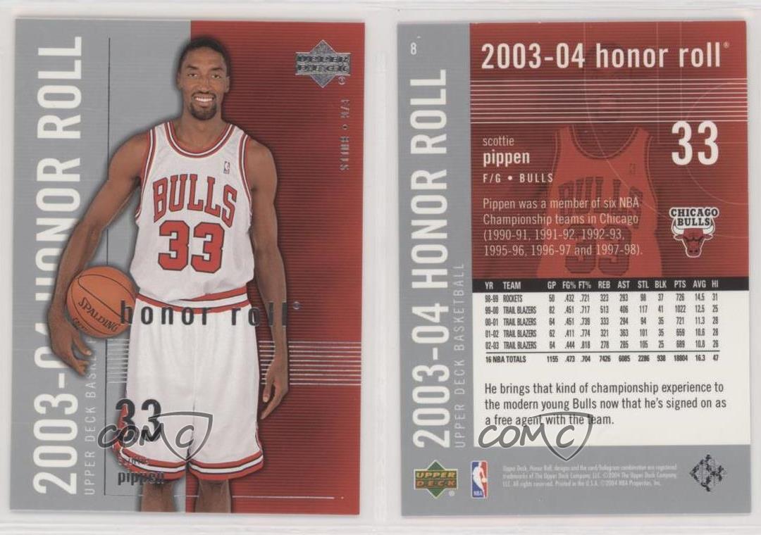 2003-04 Upper Deck Honor Roll #8 Scottie Pippen - Chicago Bulls - NM-MT