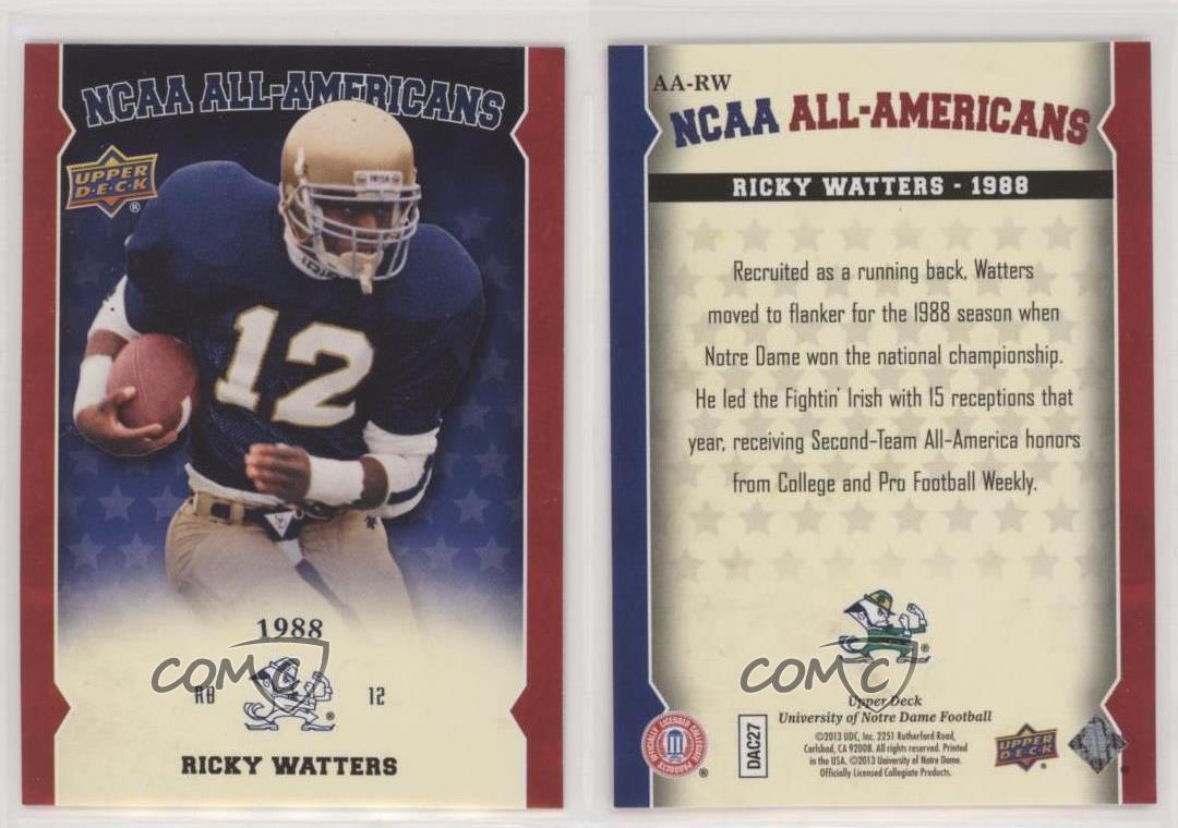 Ricky Watters football card (Notre Dame Fighting Irish) 2013 Upper