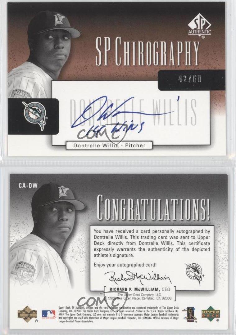 2004 SP Authentic Chirography Bronze Black & White /60 Dontrelle Willis Auto - Picture 3 of 3
