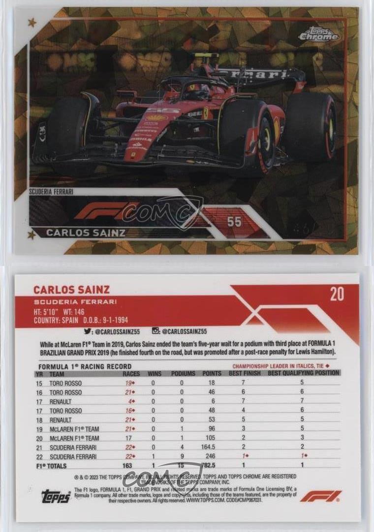 Topps Chrome Sapphire Edition Fórmula 1 F1 Drivers Gold 2023/50 Carlos Sainz - Imagen 3 de 3