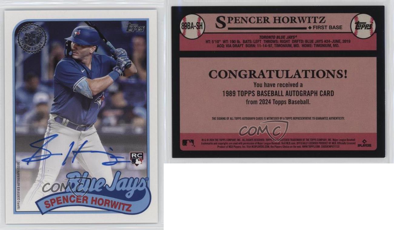 2024 Series soldes 1 1989 Topps Baseball Spencer Horwitz #89BA-SH Rookie Auto RC