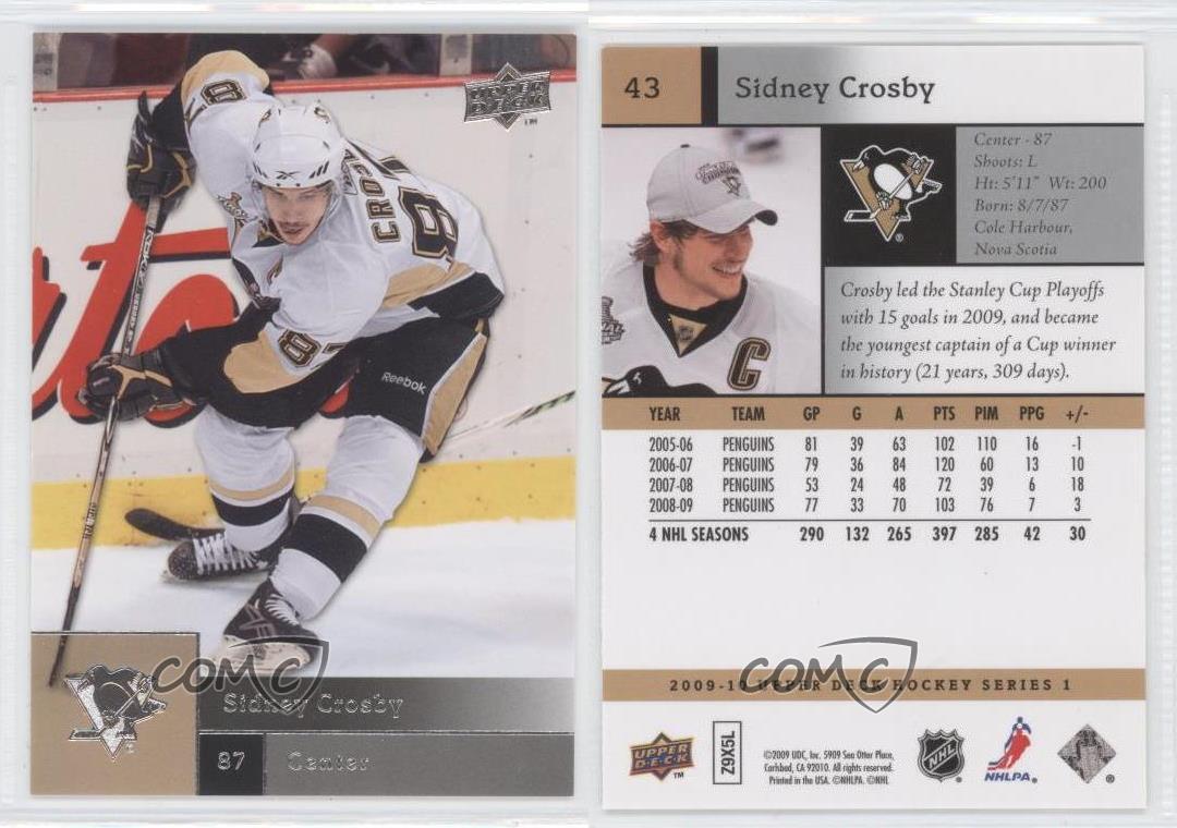 2009 10 Upper Deck 43 Sidney Crosby Pittsburgh Penguins Hockey Card Ebay