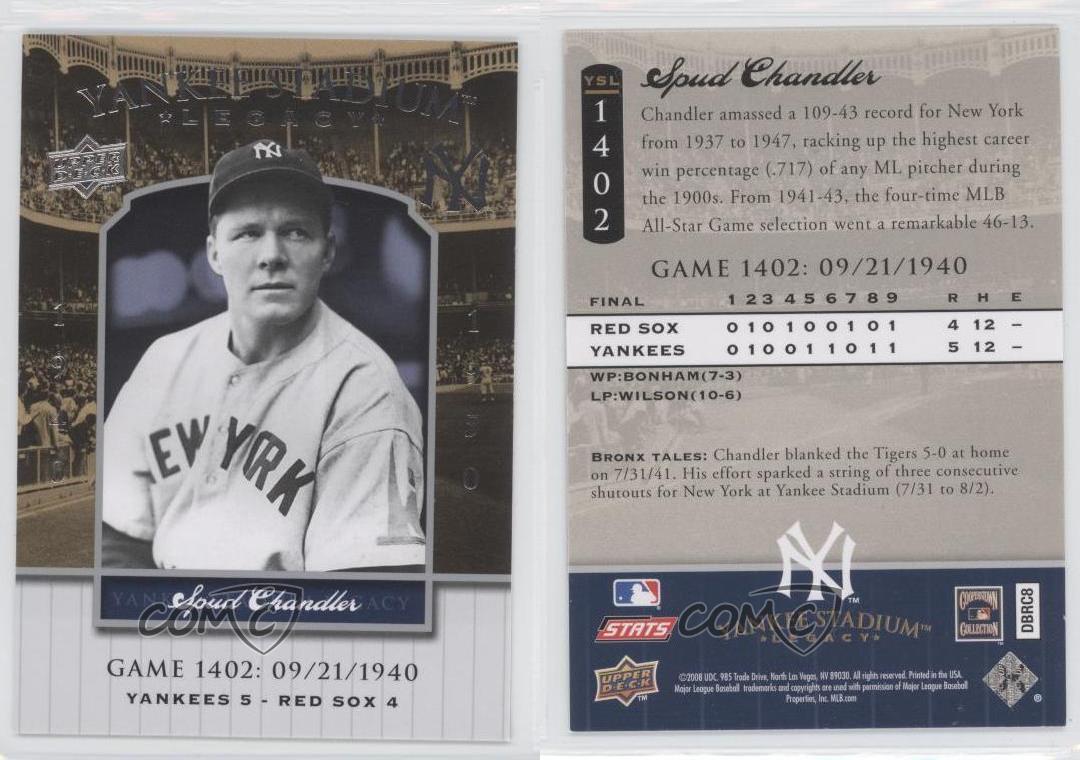 2008 Upper Deck Yankee Stadium Legacy acheter Spud Chandler #YSL1402