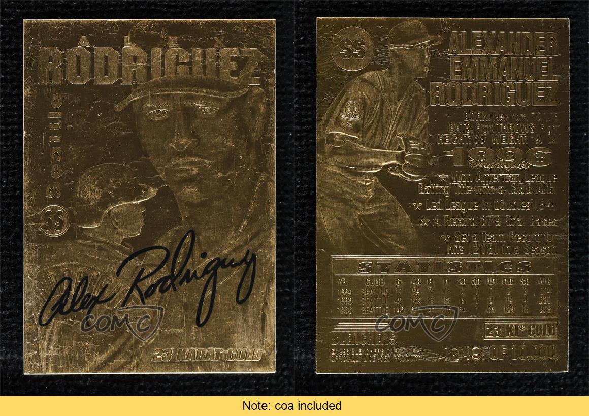 1990-00 Bleachers 23 Karat Gold /10000 Alex Rodriguez (Black Signature) - Picture 3 of 4