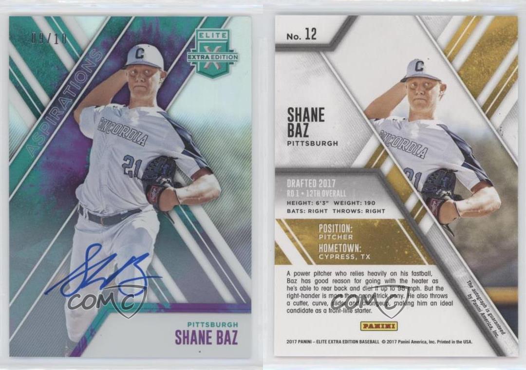 Panini Elite Extra Edition Aspirations 2017 tie-dye automático/10 Shane Baz #12 automático - Imagen 3 de 3