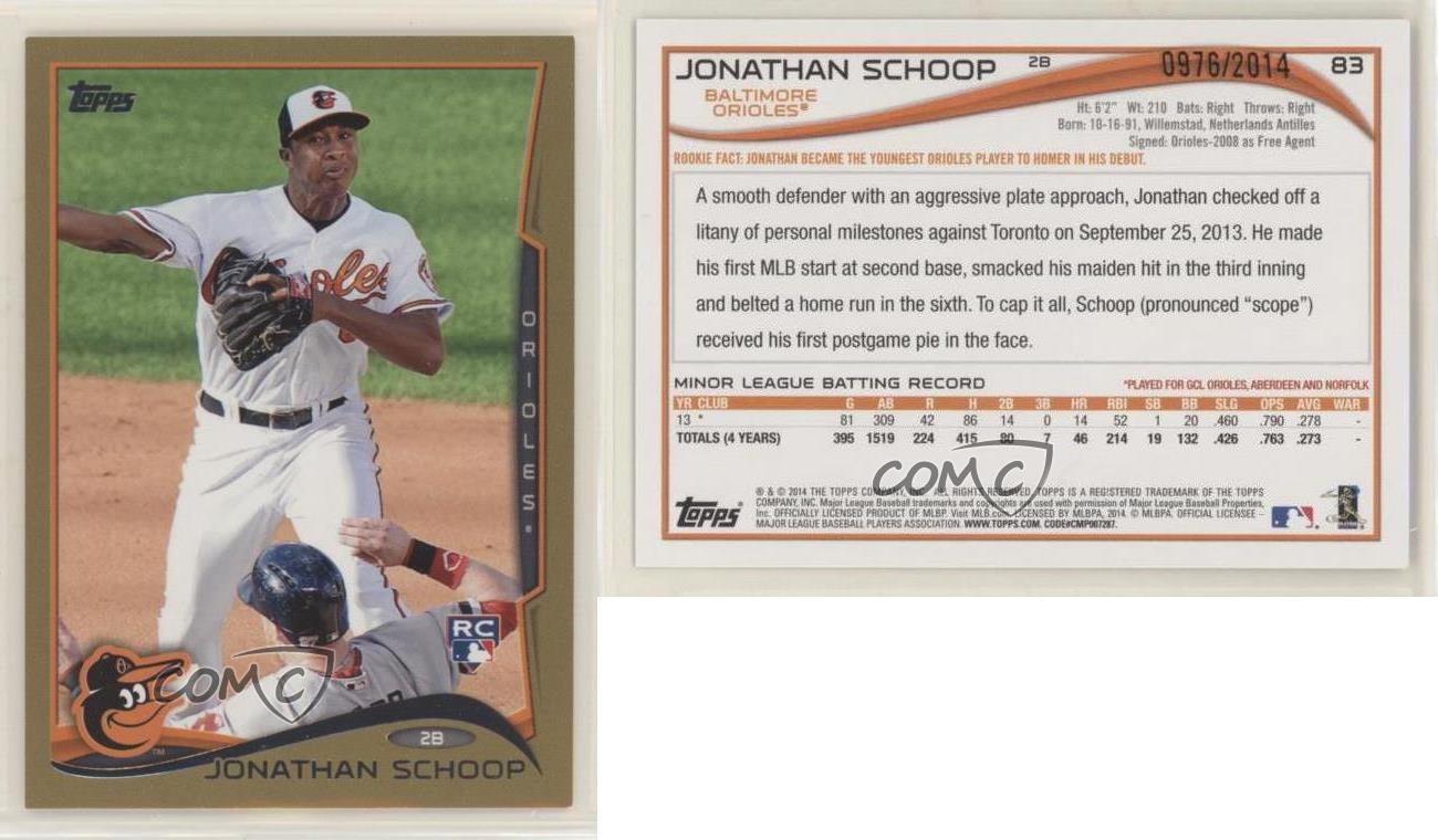 14 Topps Gold 14 Jonathan Schoop Rookie Rc Ebay