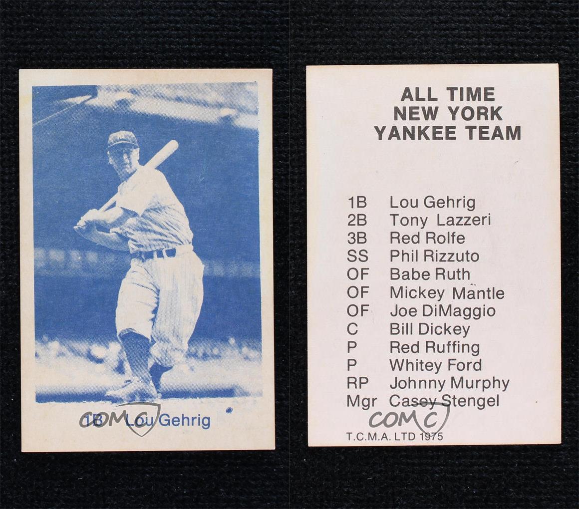 1975 TCMA New York Yankees Blue Lou Gehrig HOF Baseball Card