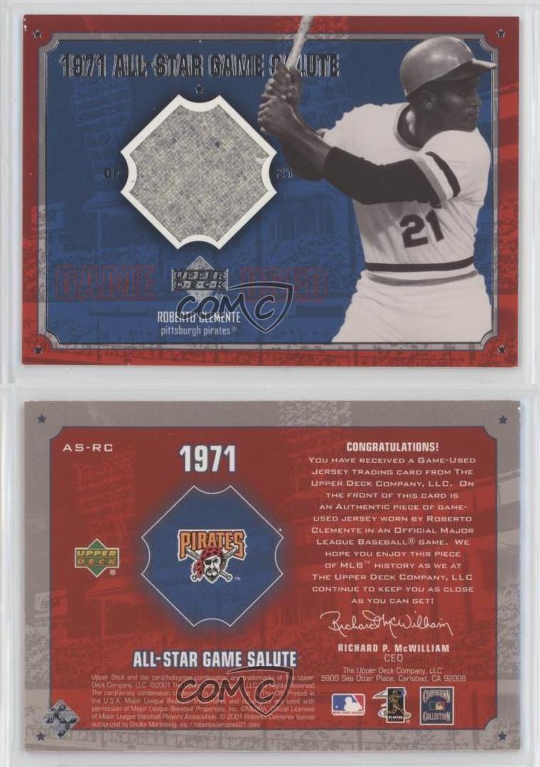 ROBERTO CLEMENTE GAME USED JERSEY CARD 2001 UD 1971 ALL-STAR PITTSBURGH  PIRATES