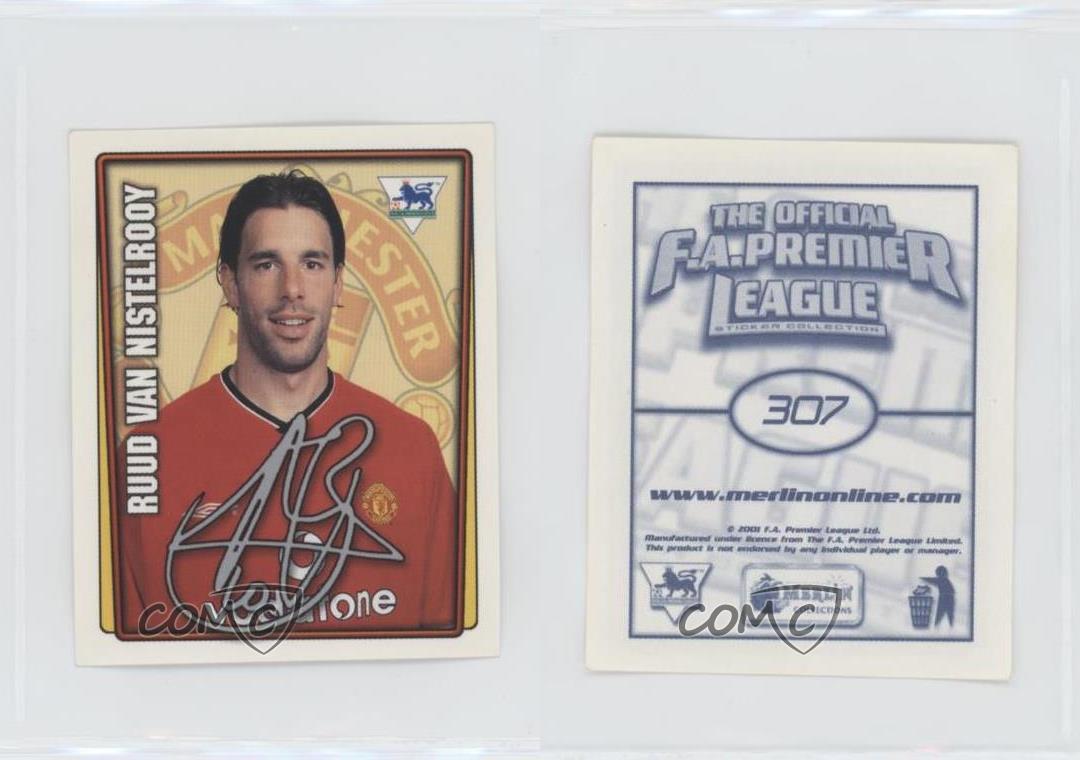 2001-02 Merlin's FA Premier League Stickers Ruud Van Nistelrooy #307 Rookie RC - Picture 3 of 3