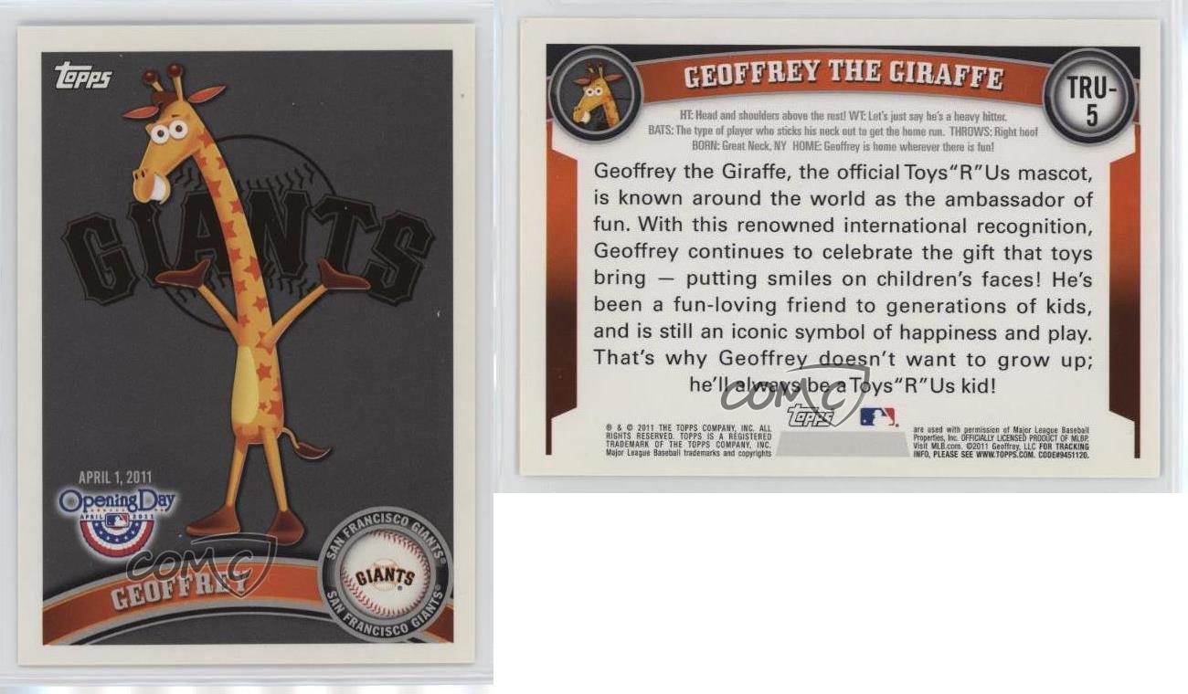 2011 Topps Opening Day Toys R Us Geoffrey The Giraffe Geoffrey #TRU-5 - Picture 3 of 4