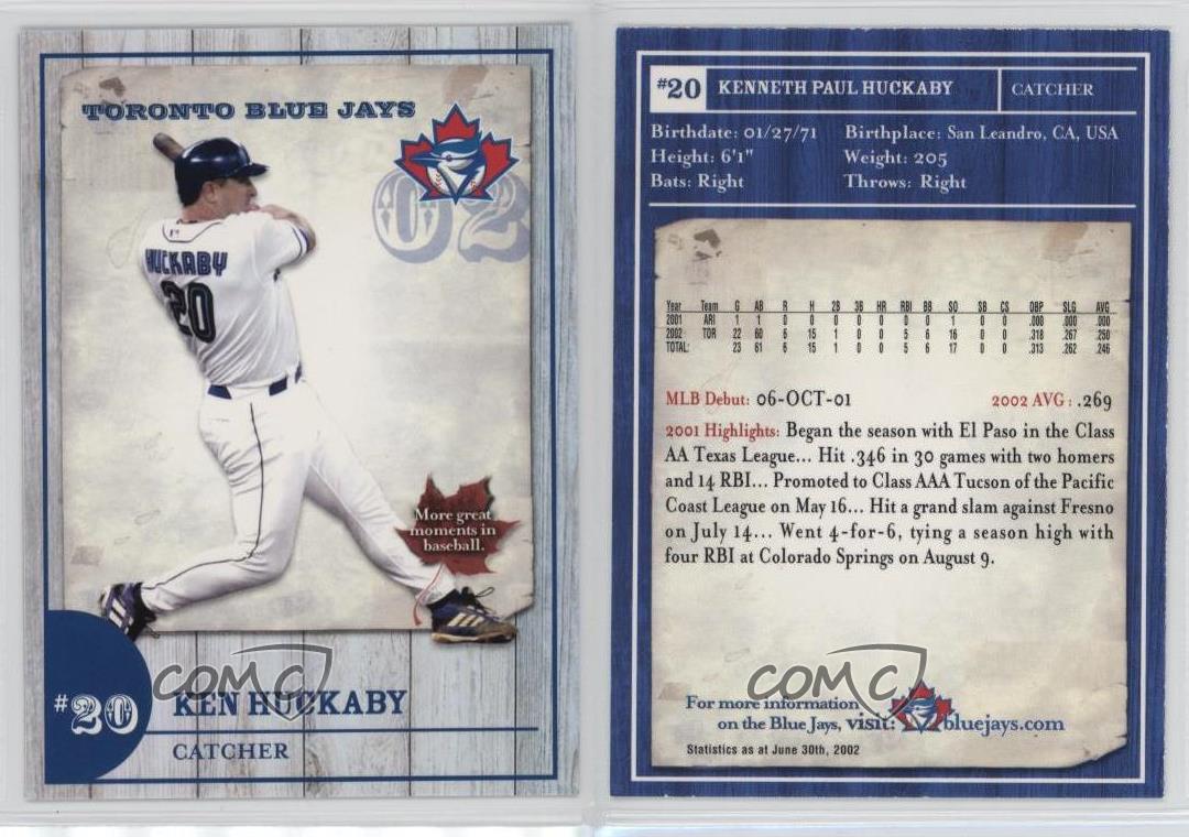 2002 Toronto Blue Jays Team Issue Ken Huckaby Rookie RC