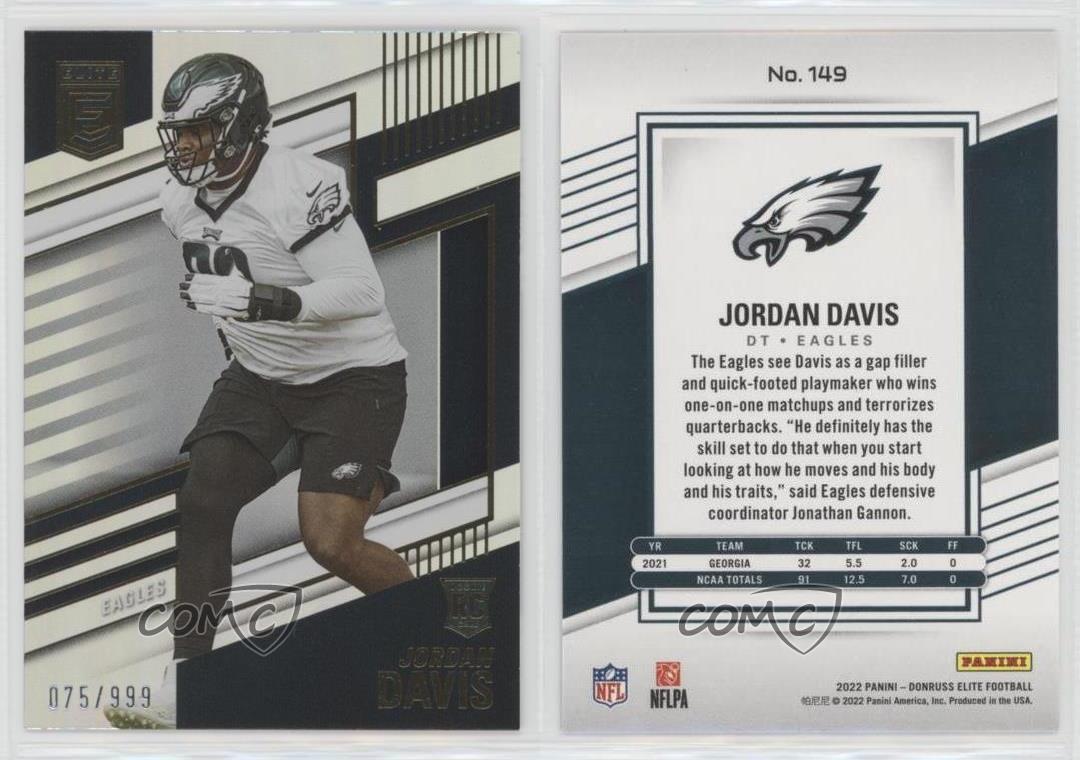 2022 Panini Donruss Elite Rookies /999 Jordan Davis #149 Rookie RC - Foto 3 di 4