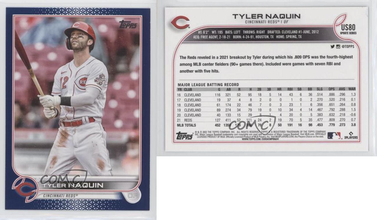 2022 Topps Update Tyler Naquin Royal Blue Parallel #US80 Cincinnati Reds