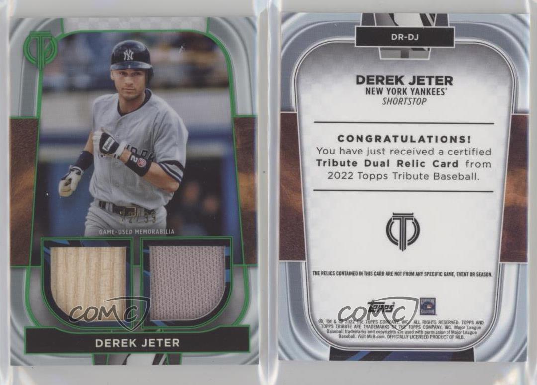 2022 Topps Tribute Derek Jeter Dual Relic Green Parallel #DR-DJ MEM /99