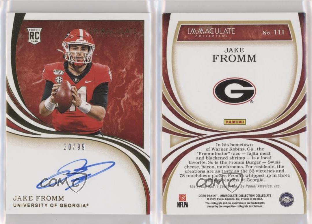 2020 Panini Immaculate Collegiate /99 Jake Fromm #111 Rookie Auto RC
