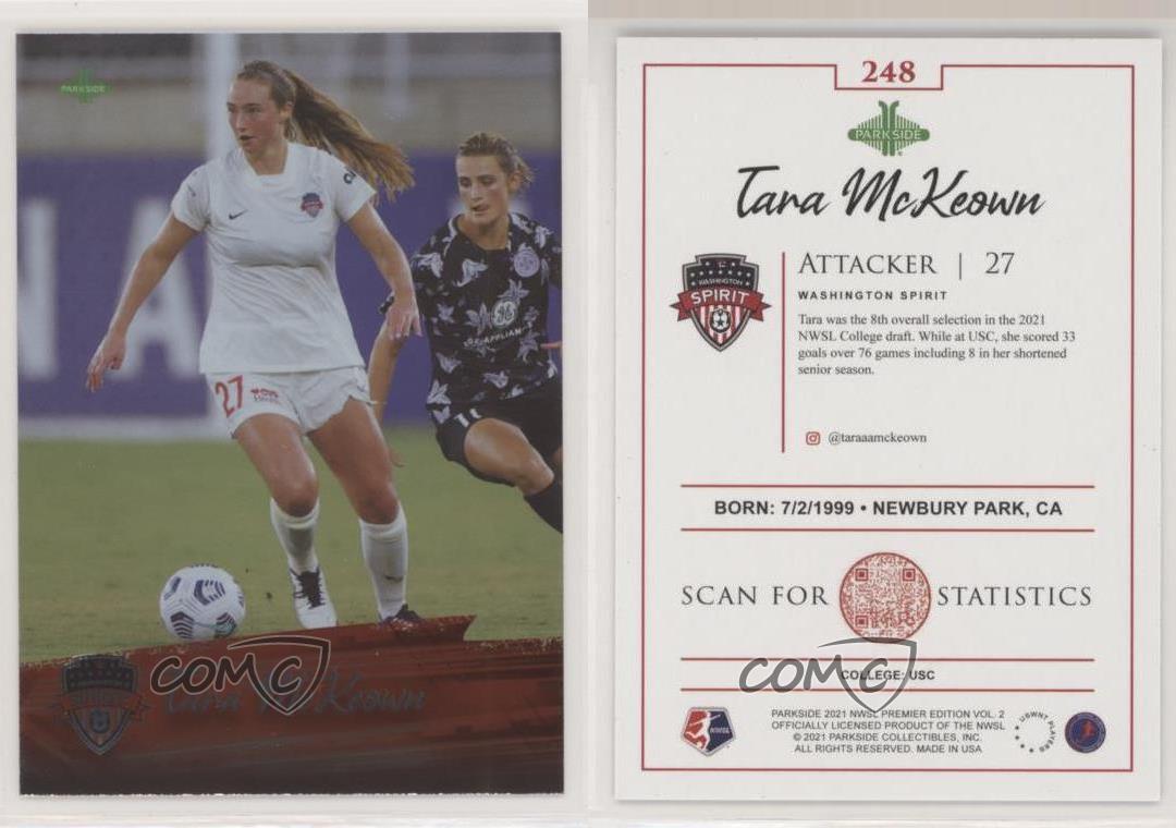 2021 Parkside NWSL Volume 2#248 Tara McKeown Washington Spirit Official National Women's Soccer League Trading Card in Raw Condition NM or Better 