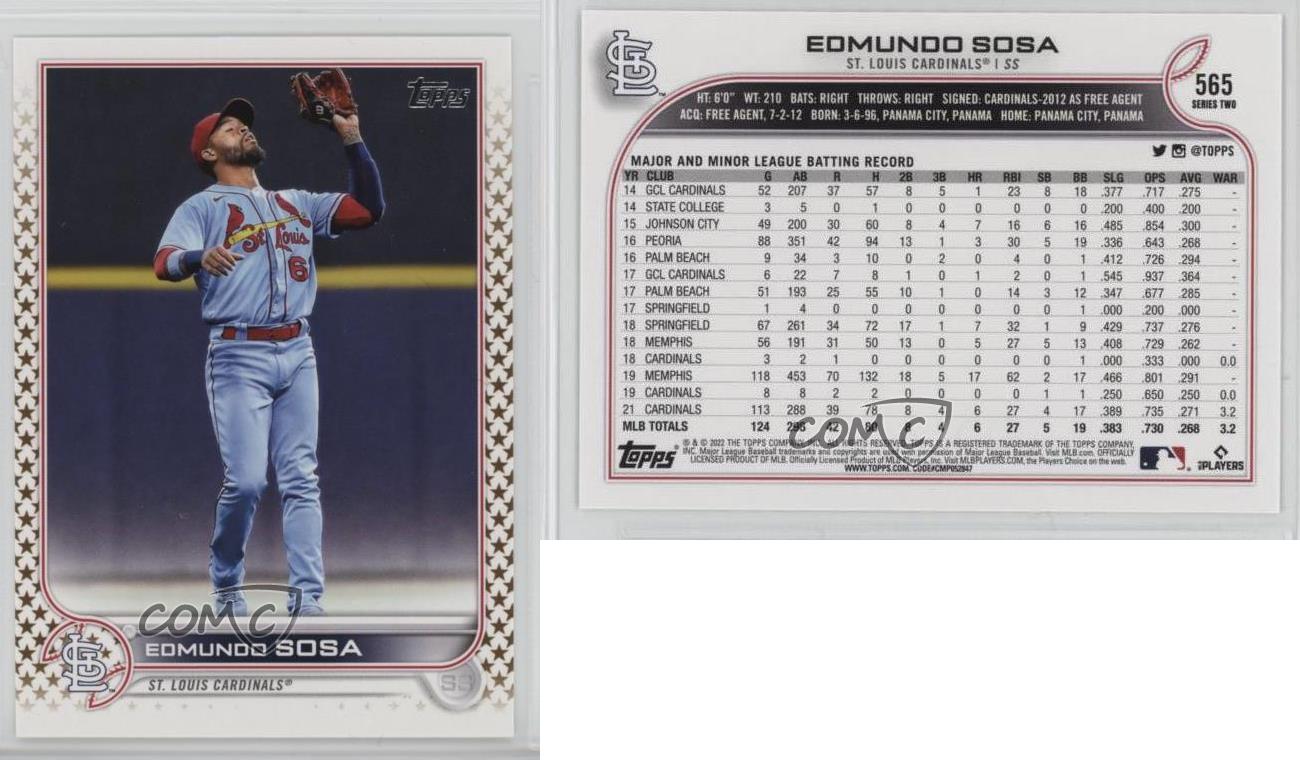 2022 Topps Series 2 Wal-Mart Gold Star Edmundo Sosa #565 - Picture 4 of 4