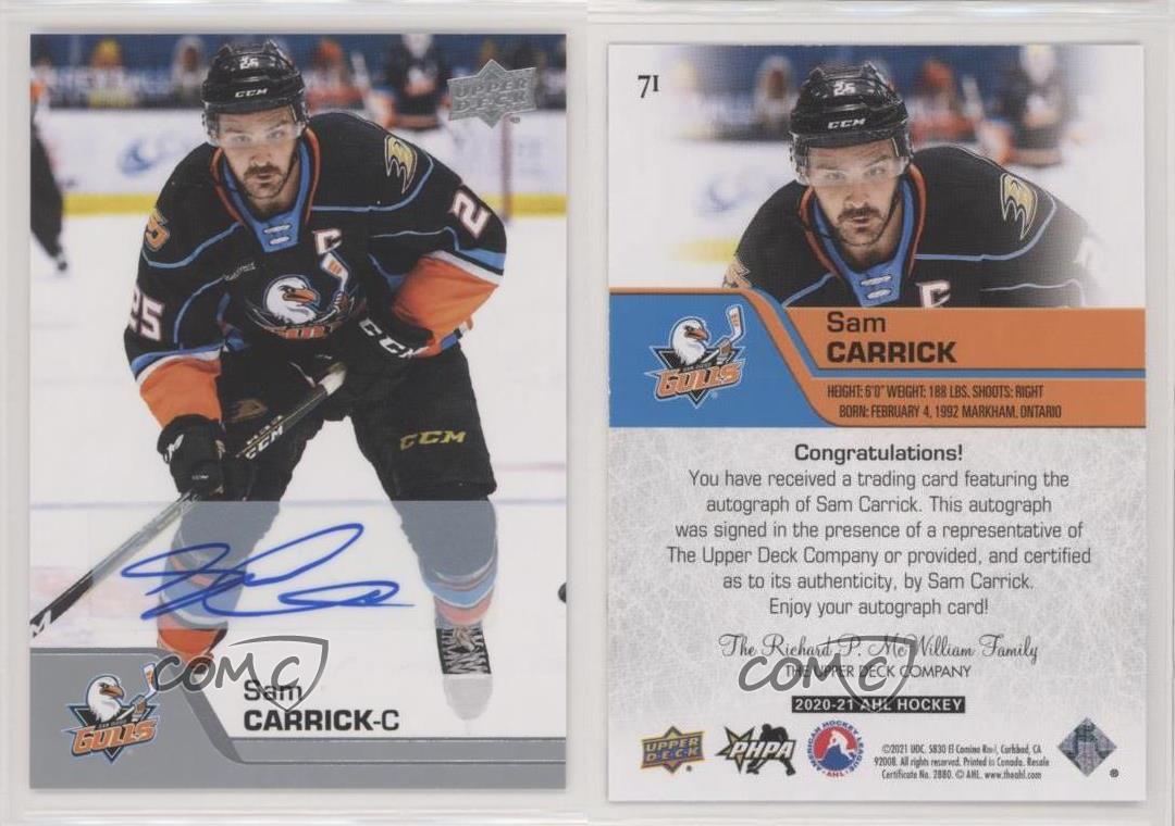 2020-21 Upper Deck AHL Auto Sam Carrick #71 Auto