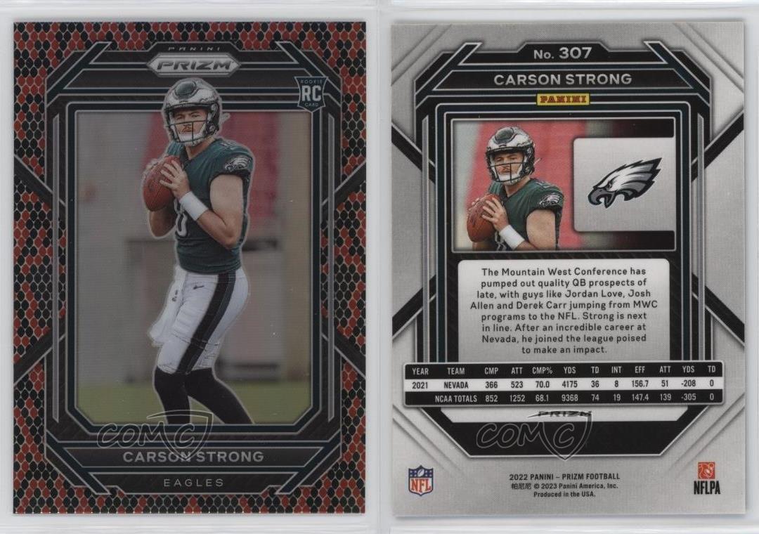 2022 Panini Prizm Rookies Snakeskin Prizm Carson Strong #307 Rookie RC - Picture 3 of 3