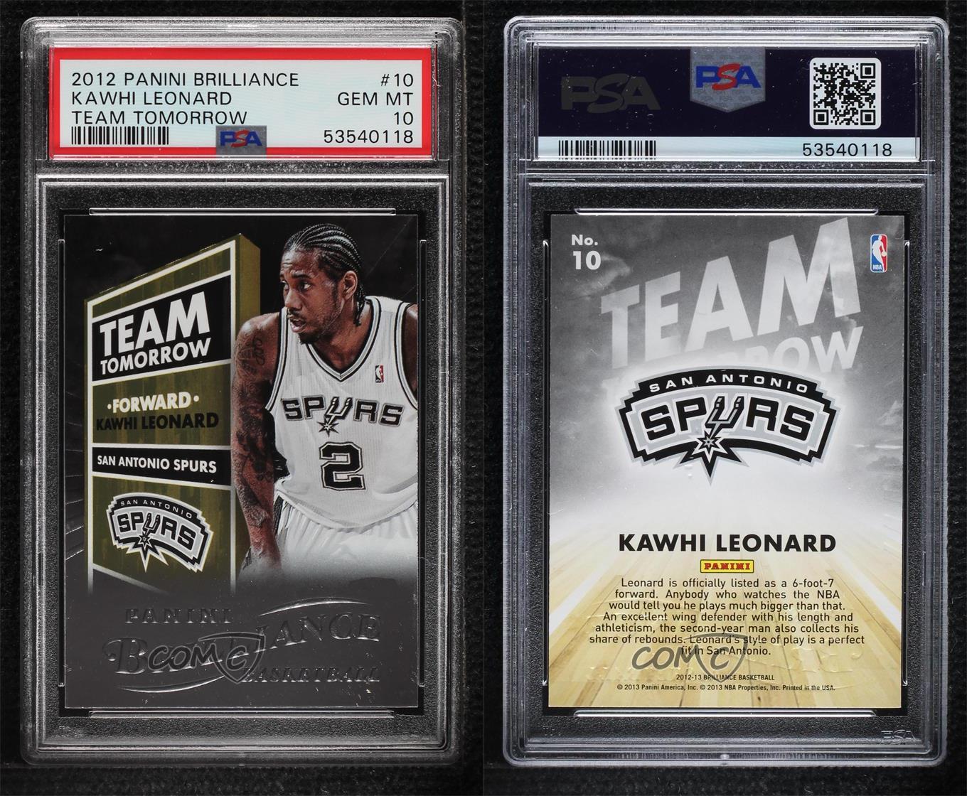 2012 Panini Brilliance Team Tomorrow Kawhi Leonard #10 PSA 10 GEM MT Rookie RC - Bild 3 von 3